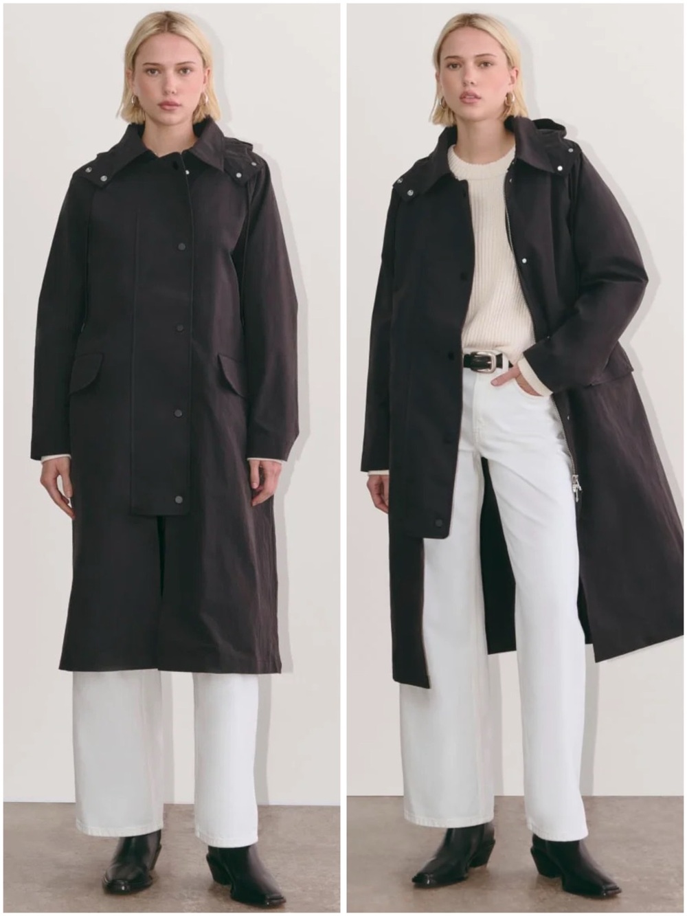Everlane The Oversized Anorak Black Hooded Water Resistant Coat NWT Small Chic
